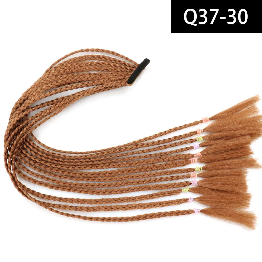 Synthetic Colored Braided Ponytail Hair Extension Rainbow Color Braids Pony Tail With Elastic Band Girl's Pigtail