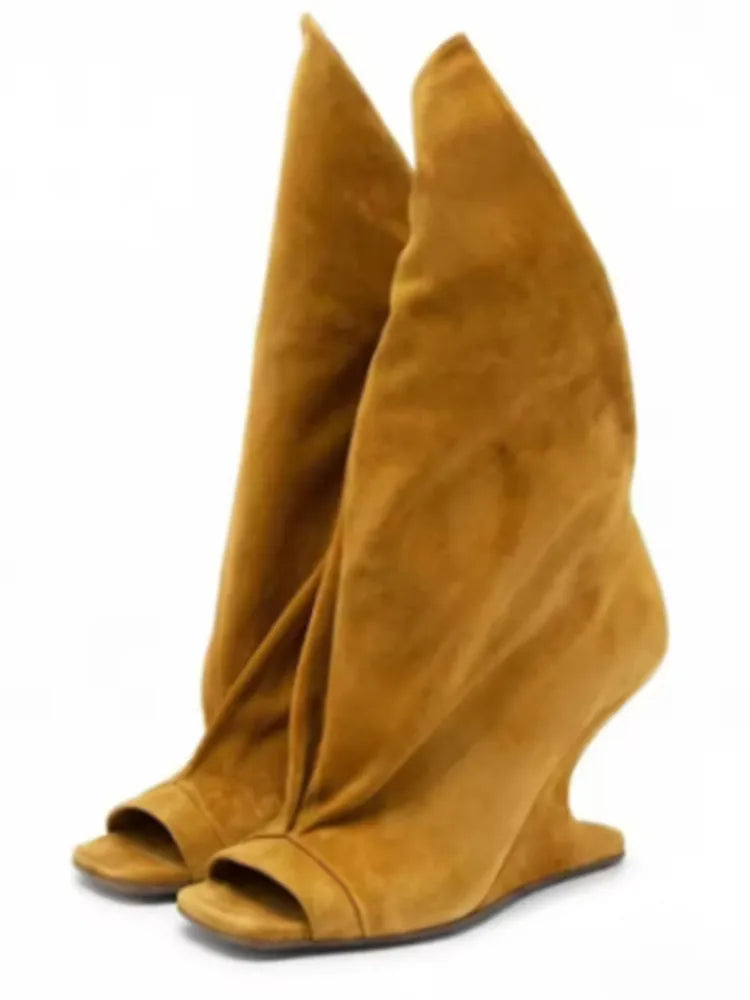 New Thick High Heel Open Toed Short Boots Fashion Alien Heel Fish Mouth Cool Boots Spring/Summer Women's Short Boots