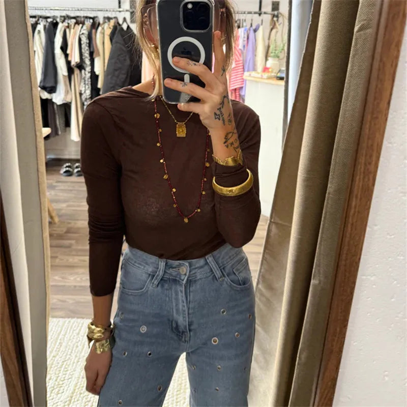 Y2k Aesthetic Low Back Blouse Women Open Back Shirt Long Sleeve Backless Boat Neck Blouse Going Out Workout Outfit