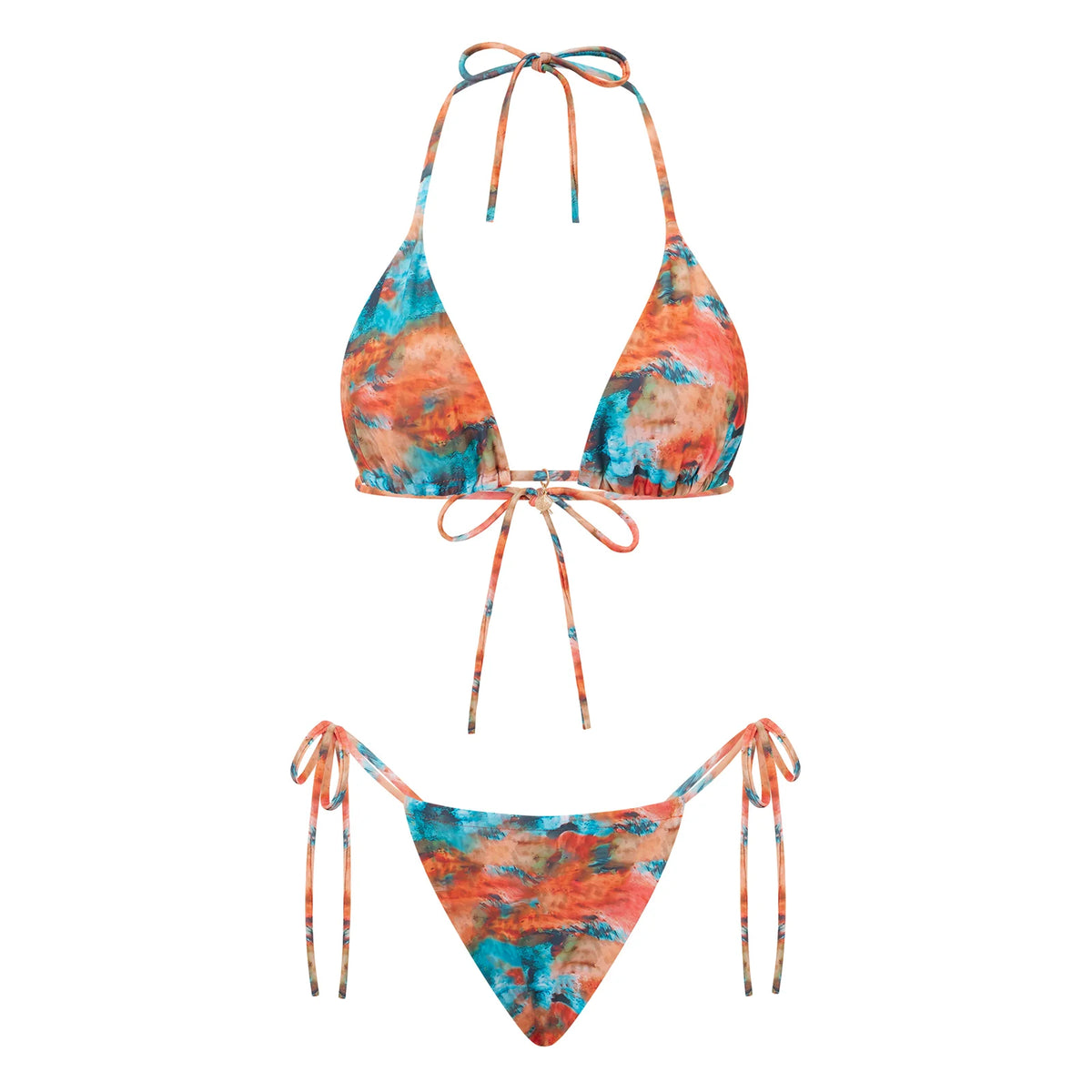 Women 2 Pieces Bikini Swimsuit Spaghetti Strap Top Tie Side Triangle G-Thong Bathing Suit Beach Holiday Swimwear