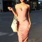 Fashion 2-Piece Set Women Low-Neck Halter Skinny Irregular Hem Camisole+Folds Elastic Waist Skirt Street Sexy Suit