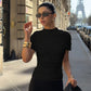 Fashion Asymmetric Ruched Top Women T Shirts White Black Summer Clothing 2026