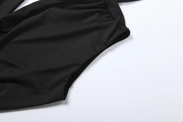 Metal Trim Jumpsuit Women Ruched Sexy Waistless Cross Hollow Bandage Coquette Midnight Workout Hipster Stretch Overalls