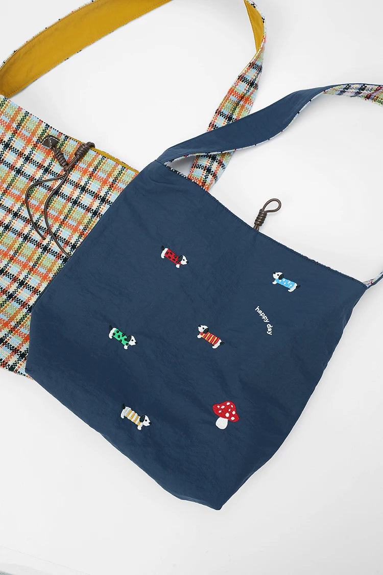 2025 Winter New Arrivals Basic Drawstring Multi Color Checkered Shoulder Bag For Woman