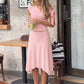 Women 2 Piece Outfits Off Shoulder Tie Side Crop Top Midi Skirt Solid Slim Bodycon Matching Set Summer Party Co Ord Set