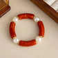 7 Styles Vintage Resin Round Tube Elastic Bangle Bracelet for Women Boho Stackable Imitation Pearl Acrylic Bead Bracelet