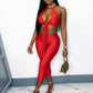Sexy 2-Piece Set Womenmetal Ring Hollow Backless Bandage Tassel Vest+Peachy Butt Simple Short Midnight Classic Outfit