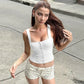 Solid Color Button Up Square Neck Low Cut Tank Tops for Woman Clothing Sexy Summer Going Out Tops Y2k