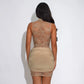 Women Bodycon Mini Dress Sexy Sleeveless Lace See Through Dress Slim Fit Slit Summer Sheer Dress Party Clubwear