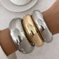 3Pcs/Set Punk Hip Hop Chunky Bracelets for Women Exaggerated Stackable Thick Cuff round Bangles Charm Jewelry Accessories