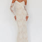 Floral Lace Slim Elegant Dresses For Women V Neck Off The Shoulder Long Sleeve High Waist Bodycon Dress Party Clubwear