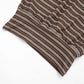 Casual Brown Striped Tops Short Sleeve V Neck T Shirt 2026 Summer Women Vintage Style Clothing