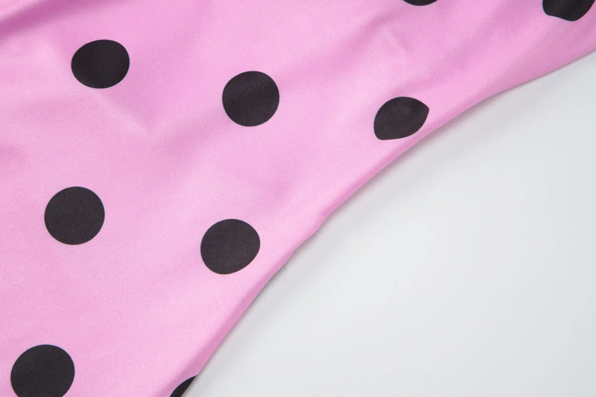 Polka Dot Print Pink Summer Dresses 2026 Sexy Lace Up Backless Maxi Dress Women' S Clothes