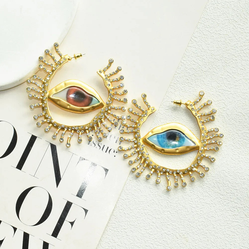 Baroque Style Vintage Resin Big Eyes Dangle Earrings For Women Jewelry New Arrival Fashion Exaggerated Lady Ears' Accessories