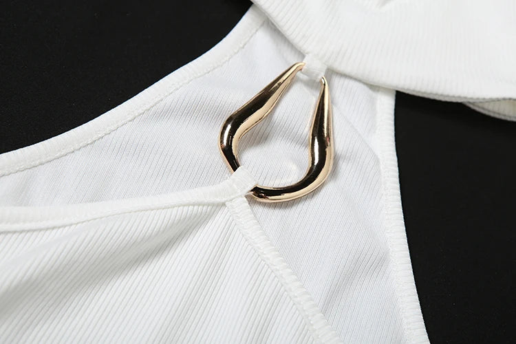 Wild Y2K Classic Tank Tops Women Metal Buckle Summer Trend Daily Basic Solid Streetwaer Stretch Chic Simple Slim Vest