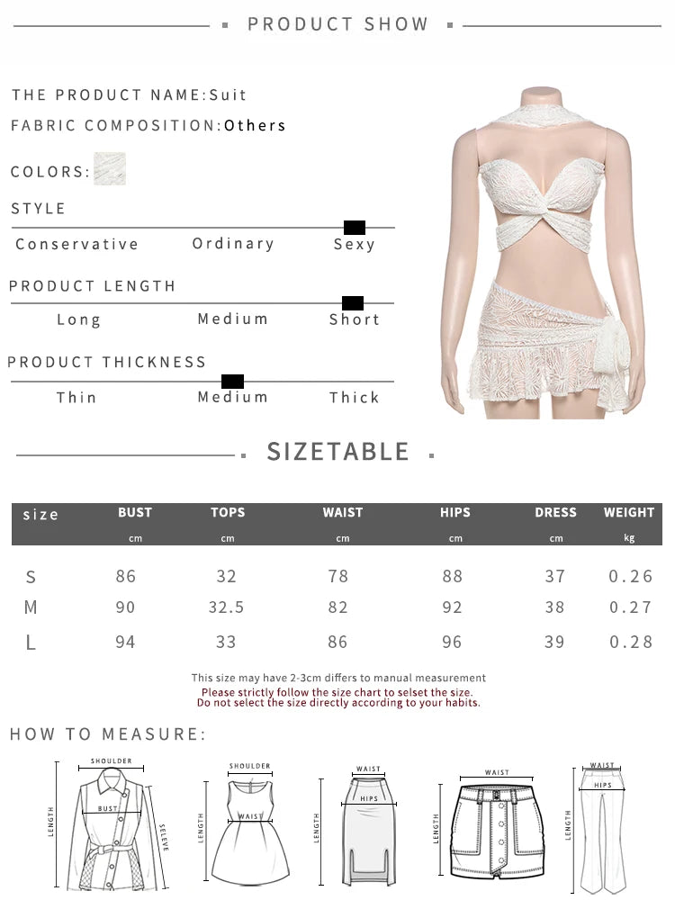 Sexy See Through 2 Piece Set Women Halter Cross Low-Neck Bandages Mini Tops+Ruched Lace-Up Skirts Y2K Style Outfits