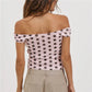 Women Pink Polka Dot Off Shoulder Top Short Sleeve Slim Fit Y2K Style T-Shirt Casual Summer Fitted Blouse Streetwear