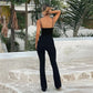 Spaghetti Strap Square Neck Backless Flare Jumpsuit Summer Clothes Women Black One Piece Bodycon Jumpsuits
