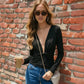 Twist-front Deep V Neck Long Sleeve Backless Top Brown White Black Slim Fitted T Shirt for Woman Fall Clothes