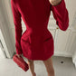 Double Bow Long Sleeve Sexy Mini Dress For Women Autumn Winter New Solid High Waist Bodycon Club Party Dress Elegant