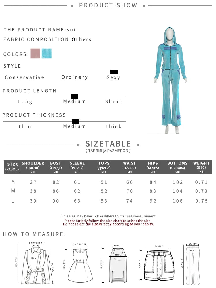 Patchwork 2-Piece Set Women Hooded Zip Full Sleeve Crop Coat+Drawstring Flare Pant Classic Sporty Casual Streetwear