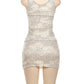 Sparkle Sexy Two Piece Set Women Elegant Square Collar Sleeveless Tank Top And Mini Skirt Matching Sets Club Dress Set