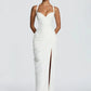 Women Sexy Maxi Dress Sleeveless Sweetheart Neck High Split Draped Ruched Long Party Dress Formal Wedding Guest Dress