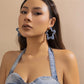 High Quality Exaggerated Blue Denim Hoop Earrings for Women Vintage Big Star Round Triangle Square Geometric Earring Y2K Jewelry
