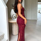 Lace Spaghetti Strap Sexy Maxi Dress Women Elegant See Through Sleeveless Backless Ruched Slinky Club Party Long Dress