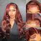 Pre Plucked Reddish Brown Body Wave 13x6 13x4 HD Lace Frontal Human Hair Wig