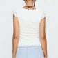 Women Summer White Lace V Neck Cami Top Ruffle Trim Cap Sleeve Slim Fit Crop Top Elegant Party Clubwear Y2K Streetwear