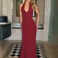 Women Halter Deep V Neck Sexy Maxi Dress Elegant Sleeveless Backless Bodycon Club Party Long Dresses Wedding Guest