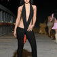 Irregular Hollow Sexy Jumpsuits Women Bandage Halter Deep V-Neck Backless Skinny Stretch Hot Girls Hipster Streetwear