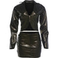 Hottie Leather 2 Piece Set Women Fashion Single-Breasted Low-Neck Full Sleeve Jacket+Mini Peach Hip Skirt Streetwear