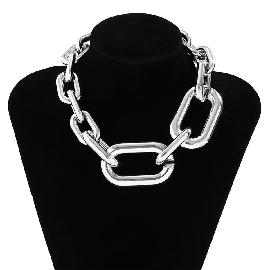 High Quality Exaggerated Plastic Big Chain Necklace Women Statement Punk Chunky Thick Link Gothic Grunge Jewelry Steampunk Men