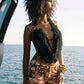 High Street Furry Tassel Decoration Tank Tops Woman Halter Swing Collar Backless Summer Fashion Vests