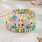 5Pcs/Set Romantic Tiny Flower Plastic Turtles Chain Bracelets Women Boho Polymer Clay Charm Bangles Y2K Summer Jewelry