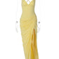 Women Sexy Maxi Dress Sleeveless Sweetheart Neck High Split Draped Ruched Long Party Dress Formal Wedding Guest Dress