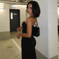 Strapless Backless Split Long Dresses for Women Clothing Fashion Spring Summer Sexy Black Dress