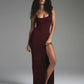 Solid Color Ribbed Knitted Spaghetti Strap Dress Summer Sleeveless Backless Split Maxi Long Dresses for Women