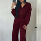 Sporty Tracksuit Women 2 Piece Set Panelled Stripes Simple Hooded Zip Jacket+Wide Pants Matching Casual Street Outfit