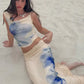 Print Beach Sexy Skirt Two Piece Sets Women Oblique Shoulder Tank Tops And Maxi Skirt Female Club 2 Piece Sets Fashion