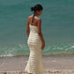 Halter Backless Frilly Long Dresses Vacation Outfits Woman Elegant Sexy Beach Dress Boho Chic Clothes 2025