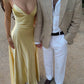 Folds Vacation Chic Satin Maxi Dress Women Low-Neck Sleeveless Skinny Elegant Birthday Party Summer New Trend Vestidos