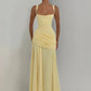 Square Collar Backless Sexy Maxi Dress Women Elegant Chiffon Sleeveless Bodycon Club Party Pleated Long Dresses