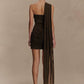 One Shoulder Backless Sexy Mini Dress Women Fashion Off-shoulder Sleeveless Backless Draped Ruched Bodycon Club Dress