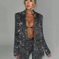 Sparkle Sexy Pants Sets Women Autumn Winter New Glitter Long Sleeve Blazer Bra And Trousers Femme Shiny Three Piece Set