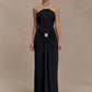 Halter Off-shoulder Backless Sexy Maxi Dress Women Elegant Metal Decoration Draped Ruched Bodycon Club Party Dress