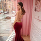 Velvet Red Backless Ruched Long Maxi Dress Sexy Elegant Evening Party Dresses Dinner Outfits Women