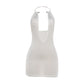 Sexy Backless Dress Woman Summer Trend Metal Ring Halter Low-Neck Sleeveless Hottie Midnight Club Party Mini Bodycon